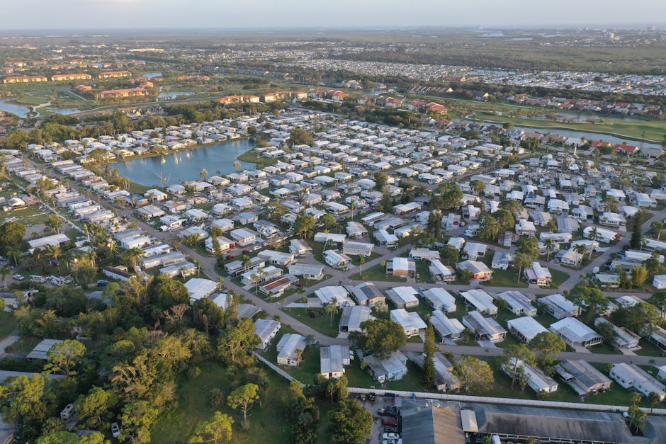 Scenic aerial shot of a sprawling residential community in Fort Myers, Florida.